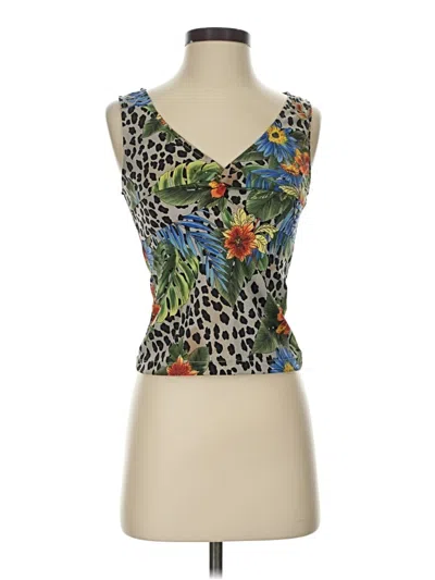 Pre-owned Bcbg Sleeveless Top Green Plunge Neckline Tops