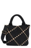 Bcbg Small Neoprene Woven Tote Bag In Black/camel