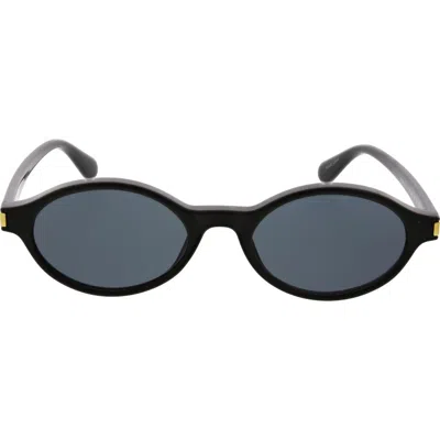 Bcbg Small Slim Oval Sunglasses In Shiny Black
