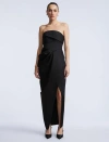 Bcbg Solid Bodice Wrap Skirt Gown In Black