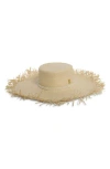 Bcbg Solid Frayed Wide Brim Hat In Neutral