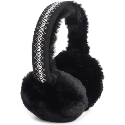 Bcbg Stitched Faux Fur Earmuffs In Black