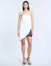 Bcbg Strapless Lace Inset Dress In White