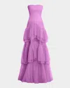 Bcbg Strapless Ruffle Tiered Corset Gown In Pink