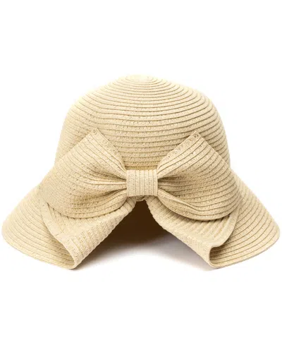 Bcbg Straw Bow Back Brim Floppy Hat In White