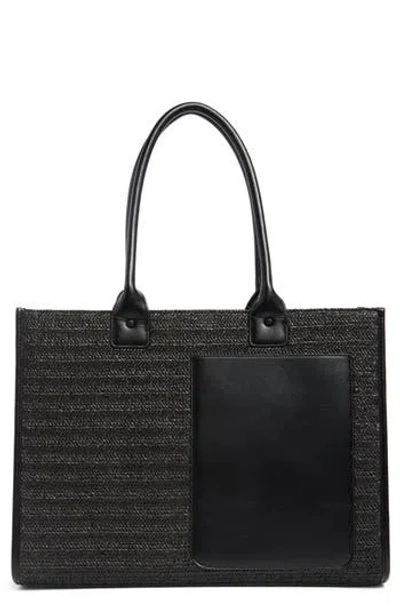 Bcbg Straw Tote Bag In Black