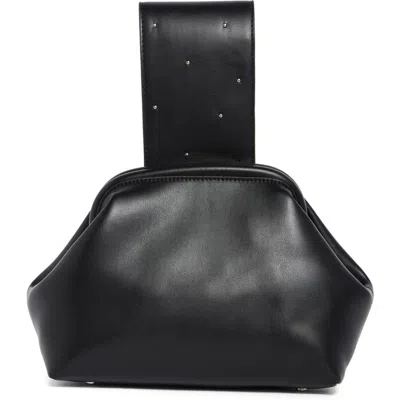 Bcbg Studded Handle Faux Leather Frame Clutch In Black