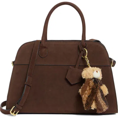 Bcbg Suede Structured Satchel Bag In Brown