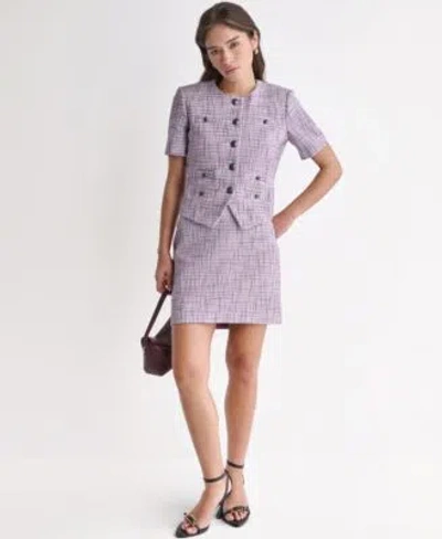 Bcbg Suits Novelty Crewneck Blazer Skirt Suit In Pink
