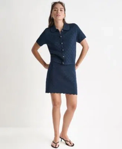 Bcbg Suits Scallop Hem Skirt Suit In Blue