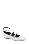 Bcbg Taji Ankle Strap Mary Jane Flat In Silver