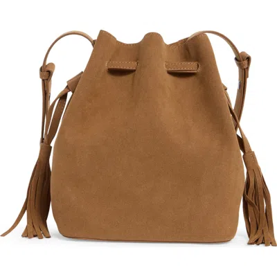 Bcbg Tassel Water Repellent Bucket Bag In Brown
