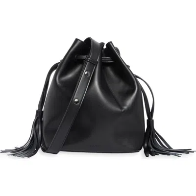 Bcbg Tasseled Faux Leather Bucket Bag In Black