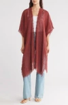 Bcbg Textured Weave Open Front Duster In Red