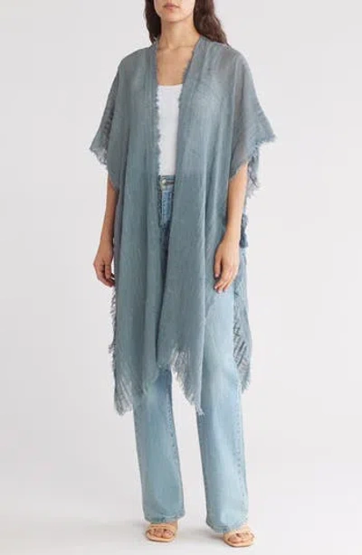 Bcbg Textured Weave Open Front Duster In Stone Blue
