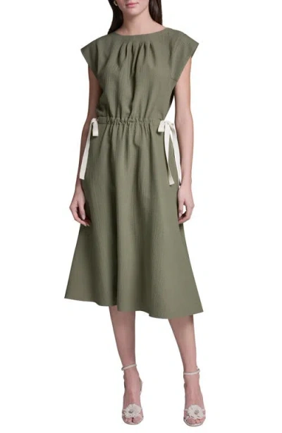 Bcbg Tie Crepe Midi Dress In Green