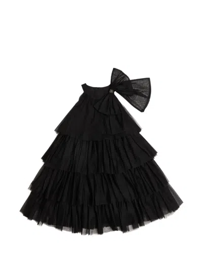 Bcbg Kids' Tiered Bow Dress In Black