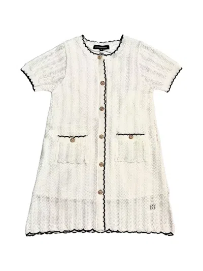 Bcbg Kids' Trim Button Dress In White