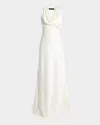 Bcbg Twisted Cowl-neck Halter Gown In Jasmine