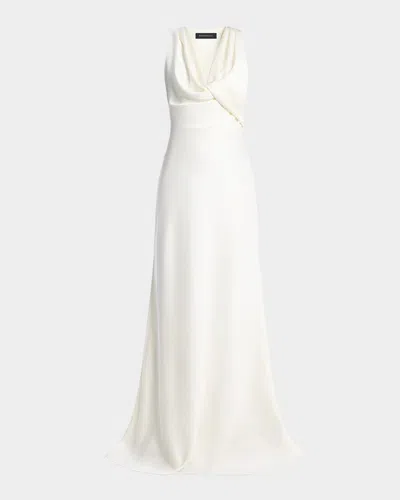 Bcbg Twisted Cowl-neck Halter Gown In Jasmine
