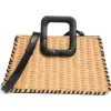 Bcbg Wicker Whipstitched Top Handle Bag In Natural Black
