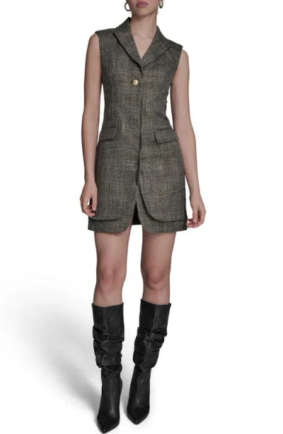 BCBG BCBG WINDOWPANE PLAID SLEEVELESS MINIDRESS