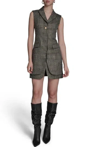 Bcbg Windowpane Plaid Sleeveless Minidress In Truffle Mu