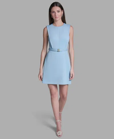 Bcbg Women's Belted Crewneck Mini Dress In Blue