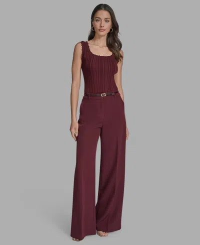 Bcbg Women's Belted Wide-leg Pants In Burgundy