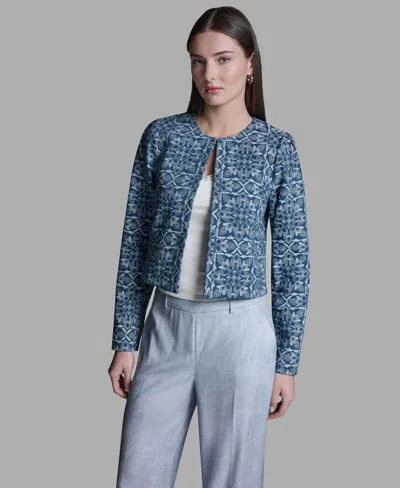Bcbg Women's Boxy Square Print Jacket In Blue