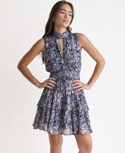 Bcbg Women's Choker-neck Sleeveless Dress In Deep Sea