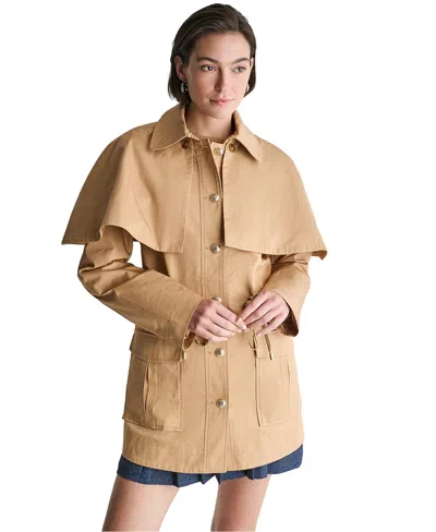 Bcbg Women's Collared Cinched Waist Short Trench Coat In Nude