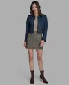 Bcbg Women's Collared Long Sleeve Denim Jacket In Blue