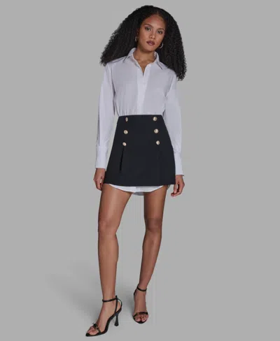 Bcbg Women's Collared Neck Layered Mini Dress In Black