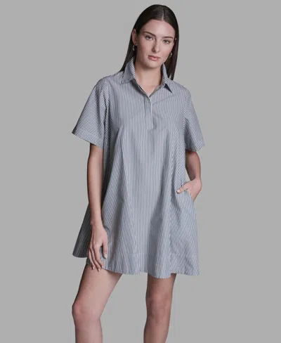Bcbg Women's Collared Neck Short-sleeve Babydoll Mini Dress In Gray