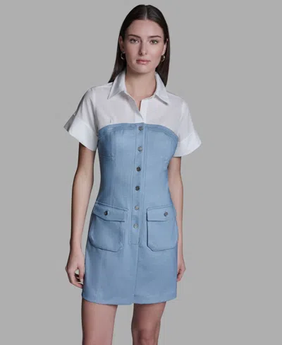 Bcbg Women's Collared Neck Short-sleeve Mini Dress In Multi