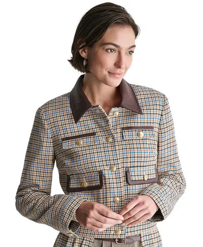 Bcbg Women's Collared Plaid Trucker Jacket In Multi