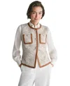 Bcbg Women's Collarless Three-button Jacket In Multi