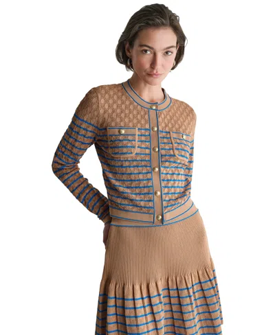 Bcbg Women's Crewneck Button-front Cardigan Sweater In Brown