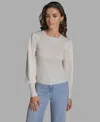 Bcbg Women's Crewneck Long Balloon-sleeve Sweater In White