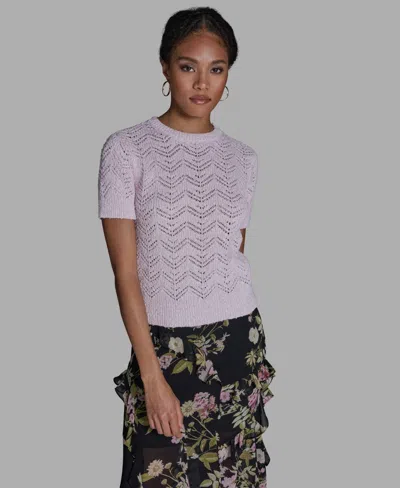 Bcbg Women's Crewneck Oversized Zig Zag Sweater In Pink