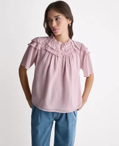 Bcbg Women's Crewneck Short-sleeve Ruffle Top In Pink