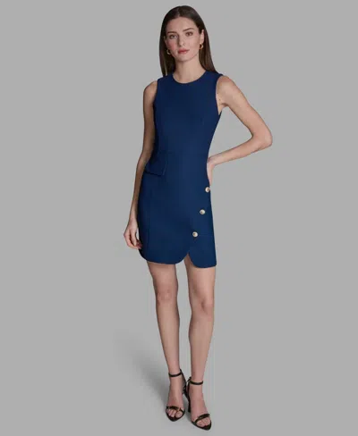 Bcbg Stretch Twill Sheath Minidress In Blue