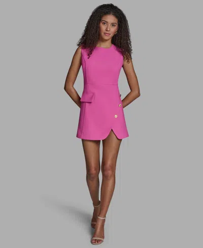 Bcbg Women's Crewneck Twill Asymmetrical Sheath Dress In Pink