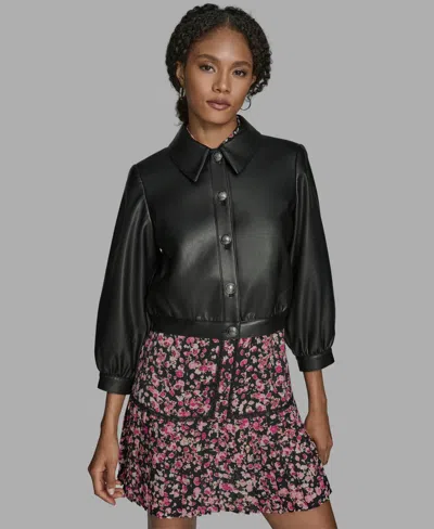 Bcbg Women's Crop Button Front Jacket In Black