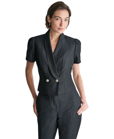 Bcbg Women's Cropped Double-breasted Draped-collar Blazer In Green
