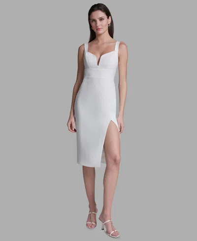 Bcbg Women's Deep V-neck Sheath Midi Dress In White