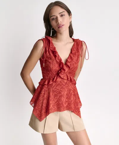 Bcbg Women's Deep V-neck Slim-fit Top In Red
