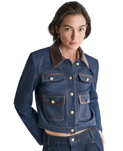 Bcbg Women's Denim Trucket Cropped Jacket In Blue
