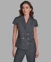Bcbg Women's Double-breasted Peak Lapel Collar Jacket In Gray